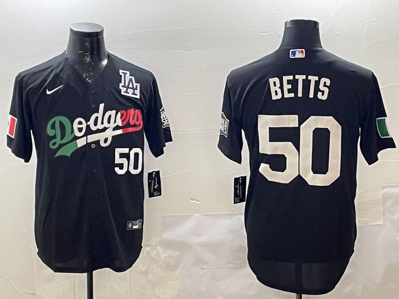 Men Los Angeles Dodgers 50 Betts Black Game 2025 Nike MLB Jersey style 2264